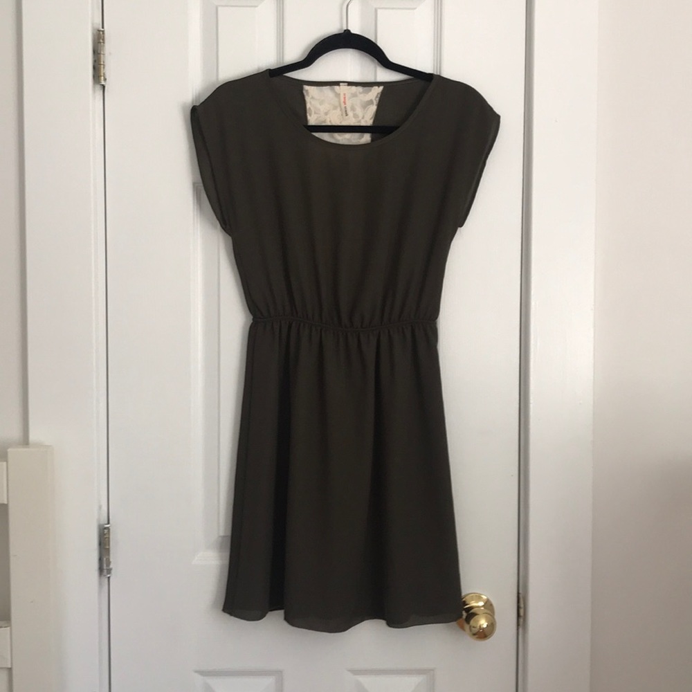 Dark green orange creek dress with lace back